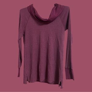 Eddie Bauer Maroon Cowl Neck Long Sleeve Top Cozy Fall Basic